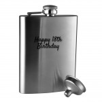 Avanti Classic 8oz Hip Flask with Funnel Personalised | Stainless Silver